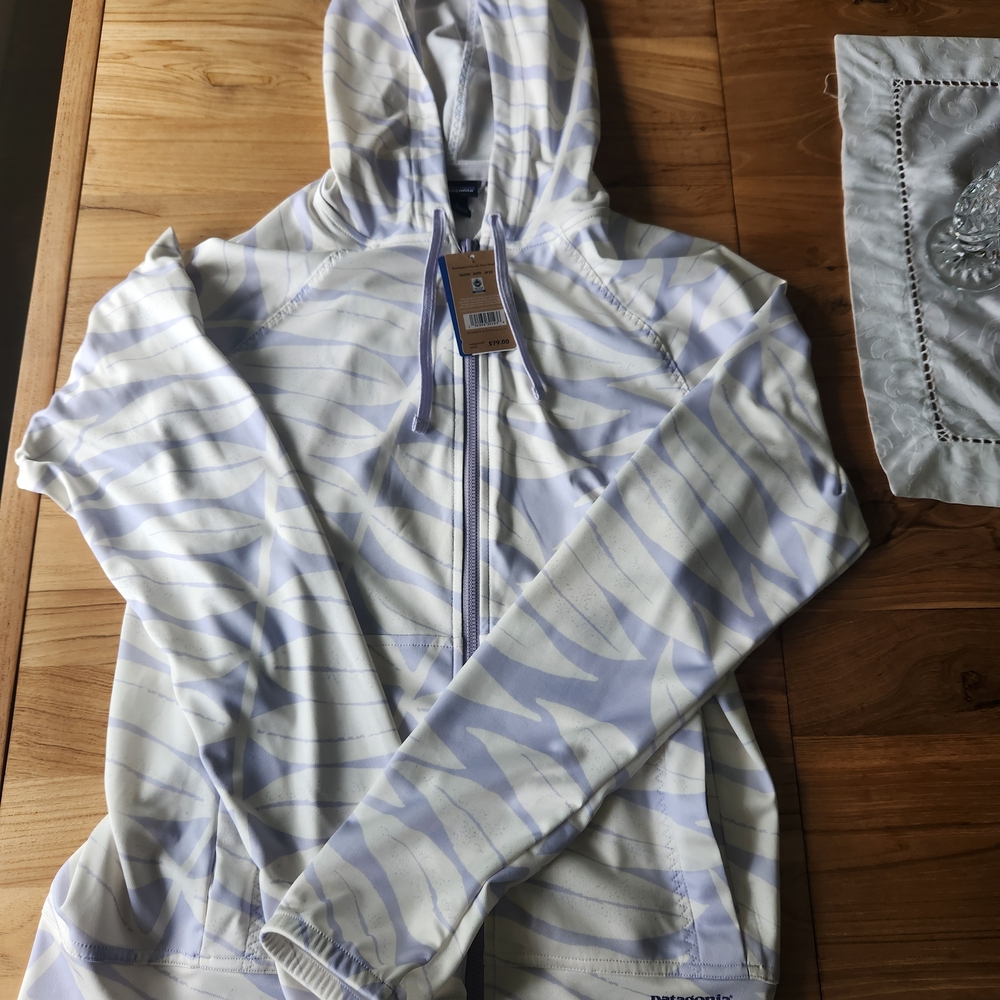 White and Light Purple Striped Hoodie